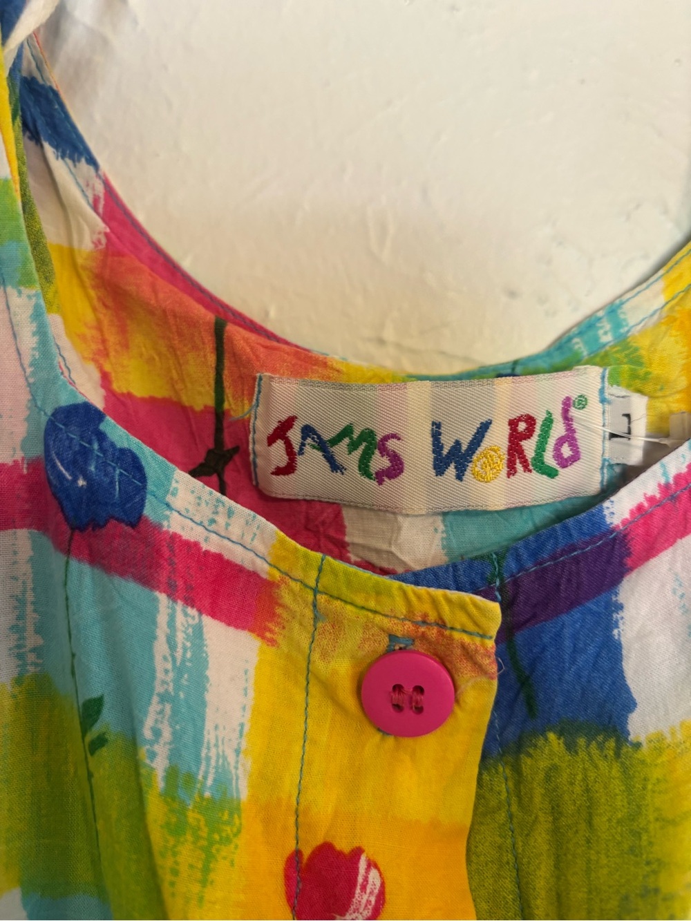 Jams World Multicolor Pink Yellow Blue Button Dress - Picture 3 of 4